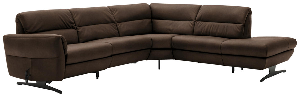 ECKSOFA in Echtleder Braun  286/258 cm  - Schwarz/Braun, Design, Leder/Metall (286/258cm) - Schöner Wohnen