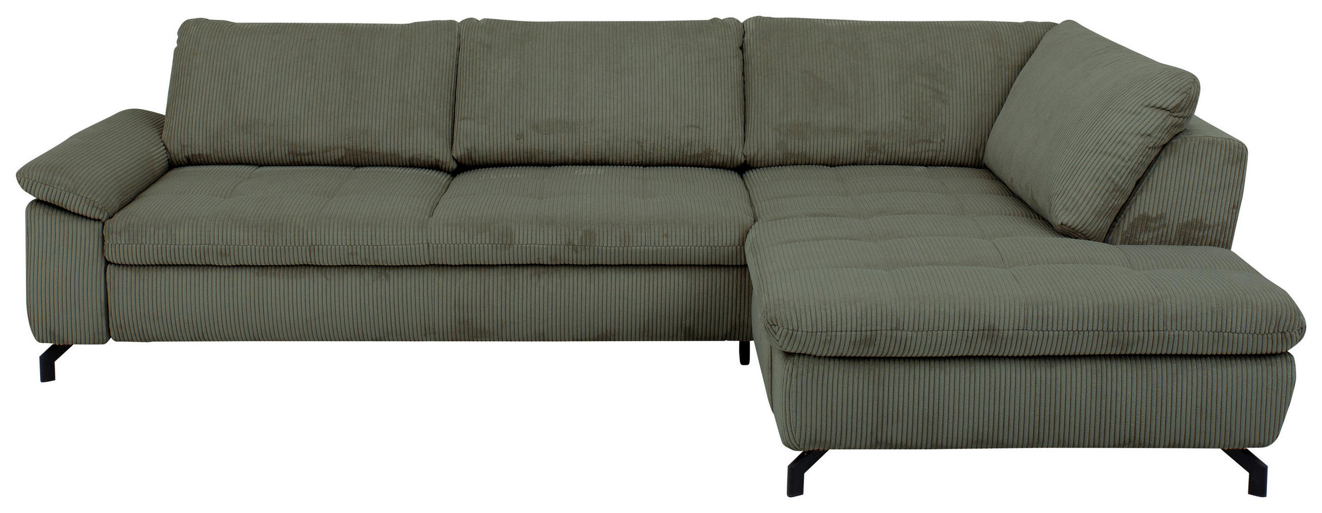ECKSOFA in Cord, Velours Grün  - Schwarz/Grün, Design, Textil/Metall (291/197cm) - Beldomo Style