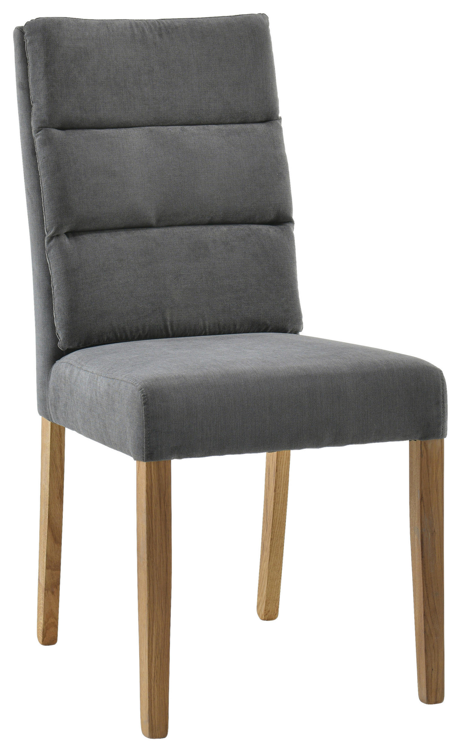 STUHL Webstoff Eichefarben, Dunkelgrau Eiche massiv  - Eichefarben/Dunkelgrau, KONVENTIONELL, Holz/Textil (47/95/64cm) - Cantus