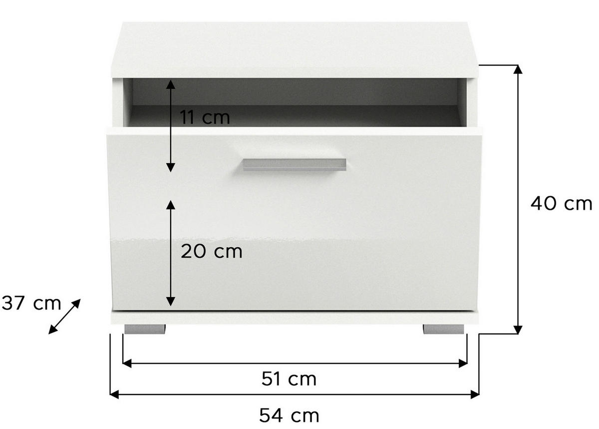 GARDEROBENBANK Prego  in 55/40/37 cm  - Weiß Hochglanz/Silberfarben, Design, Holzwerkstoff/Kunststoff (55/40/37cm) - Xora
