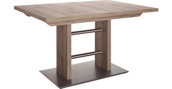 ESSTISCH in Metall, Holzwerkstoff 130(178)/80/75 cm - Edelstahlfarben/Eichefarben, Design, Holzwerkstoff/Metall (130(178)/80/75cm) - Dieter Knoll