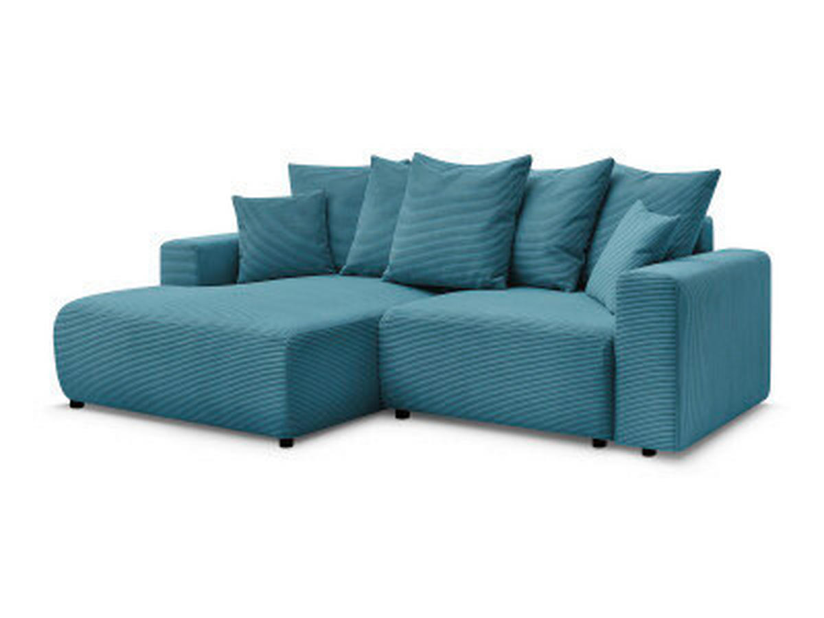ECKSOFA Ottomane links  ATILLA Hellblau Cord  - Schwarz/Hellblau, MODERN, Kunststoff/Textil (149/244cm)