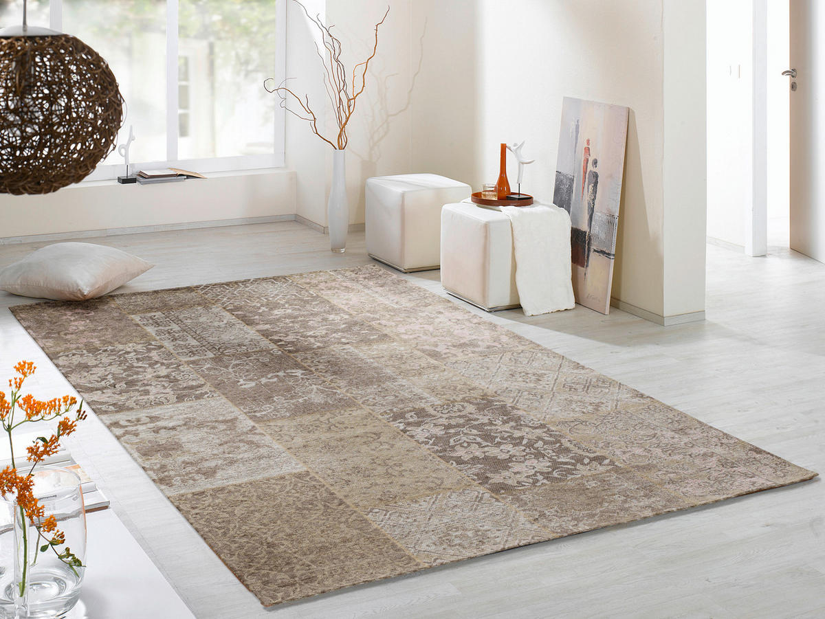 FLACHWEBETEPPICH  Wohnzimmer 40/60 cm Alanis Allover Naturfarben rechteckig  - Naturfarben, Basics, Textil (40/60cm) - Novel