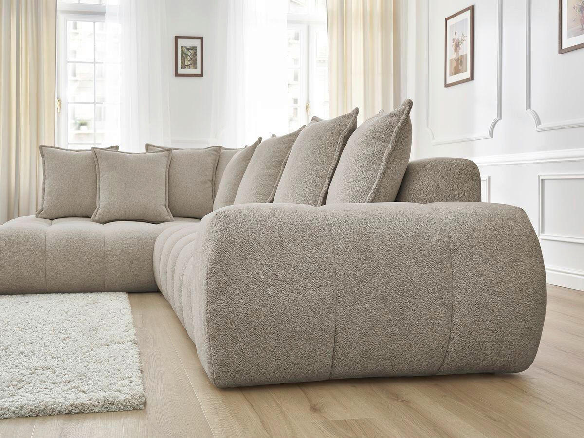 ECKSOFA Ottomane links  EVEREST Taupe Flachgewebe  - Taupe/Schwarz, MODERN, Kunststoff/Textil (210/352cm)