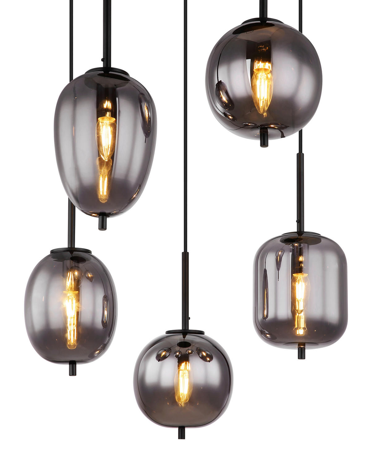 HÄNGELEUCHTE 57,5/150 cm    - Schwarz, Design, Glas/Metall (57,5/150cm) - Globo