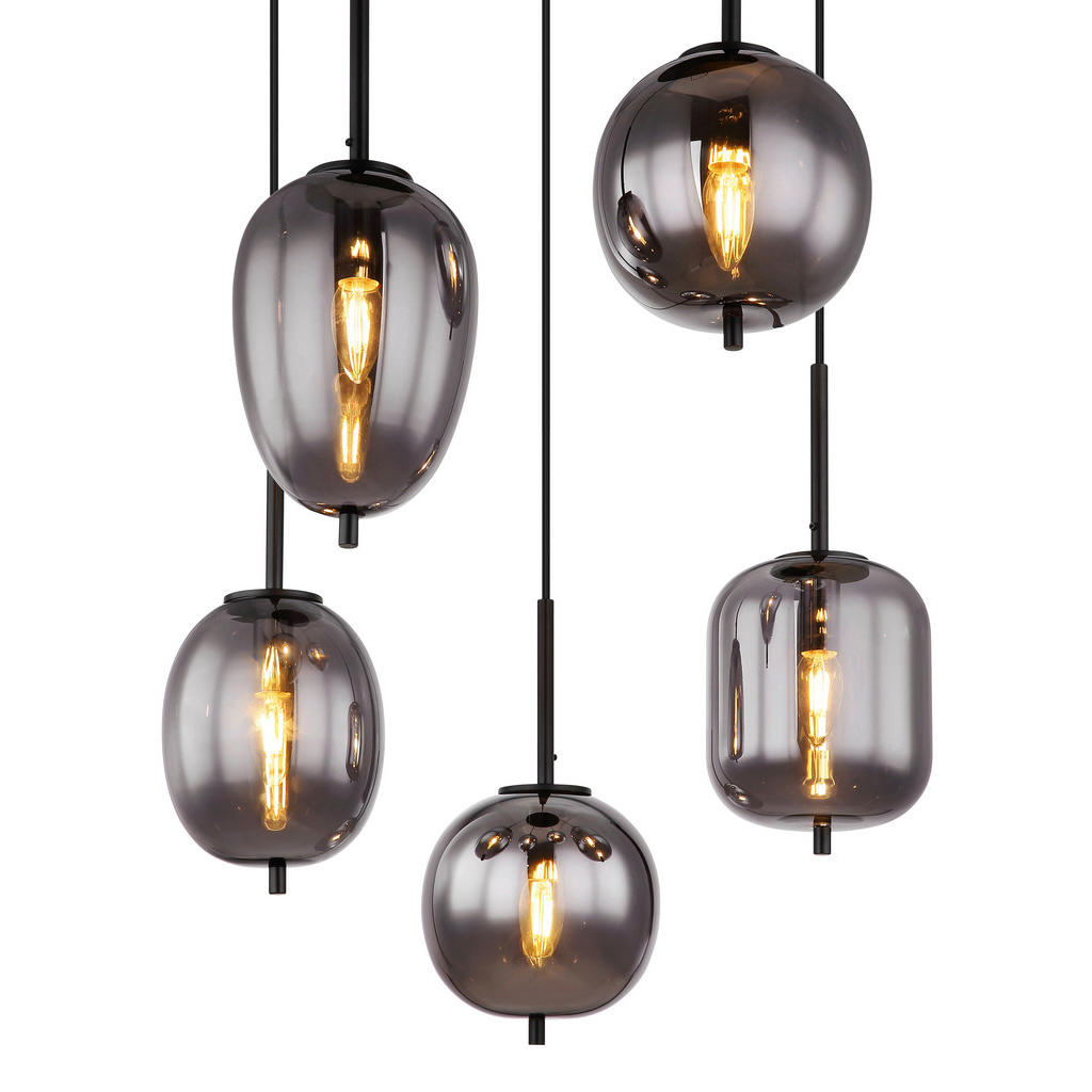 Thumbnail - Globo Hängeleuchte Blacky, Schwarz, Metall, Glas, 150 cm, Lampen & Leuchten, Innenbeleuchtung, Hängelampen