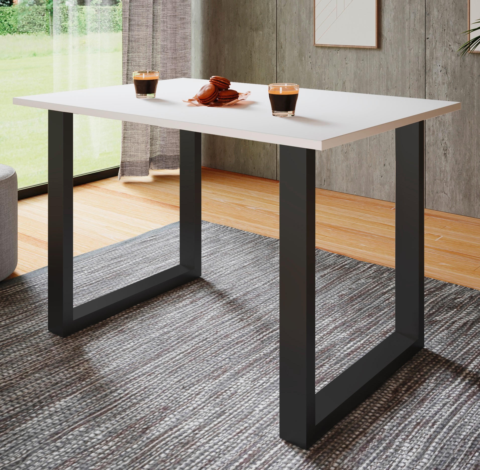 SCHREIBTISCH 160/80/76 cm Schwarz, Weiss  - Weiss/Silberfarben, Design, Holzwerkstoff/Metall (160/80/76cm) - MID.YOU