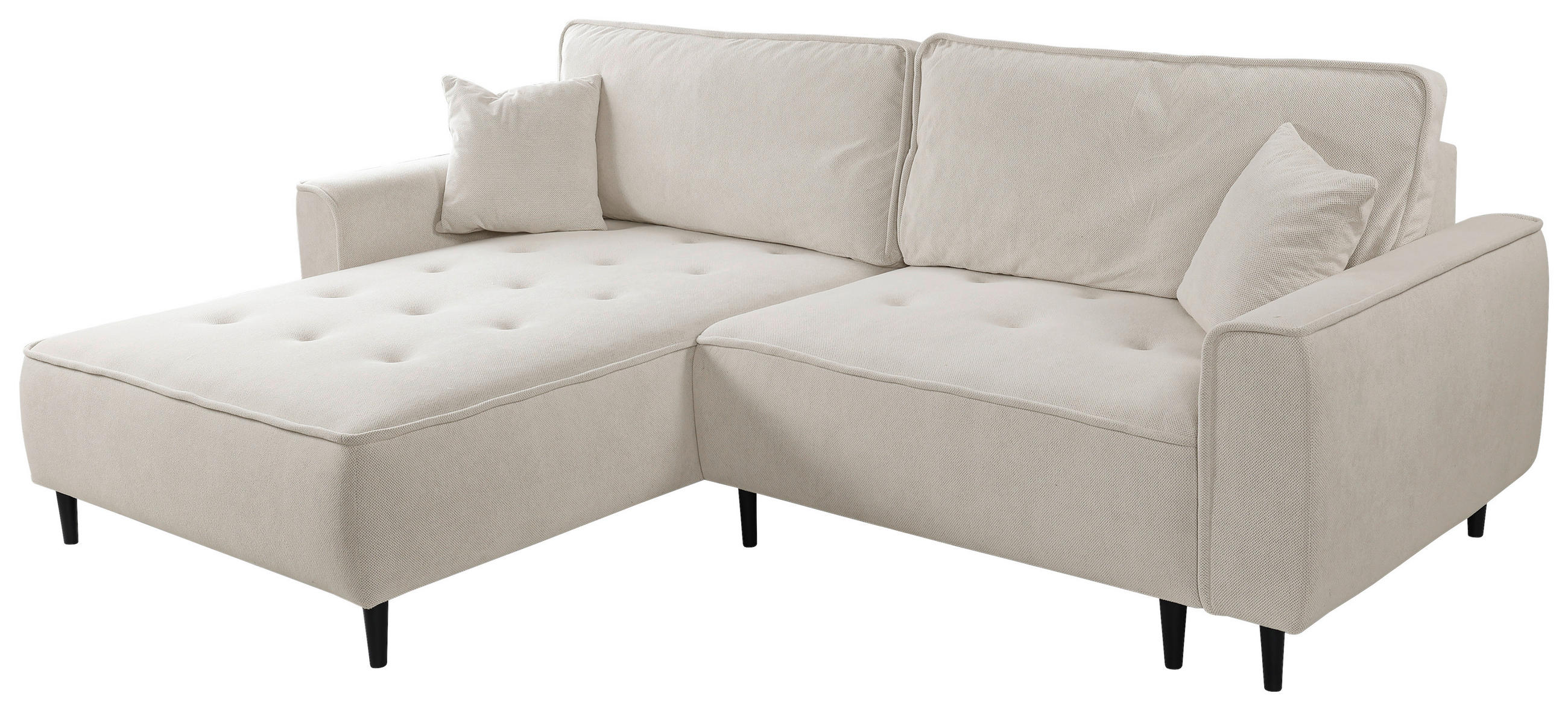 Thumbnail - Mid.you Ecksofa, Beige, Textil, Kiefer, 3-Sitzer, Füllung: Polyurethan (PUR),Polyurethan (Pur), Ottomane links, L-Form, ...