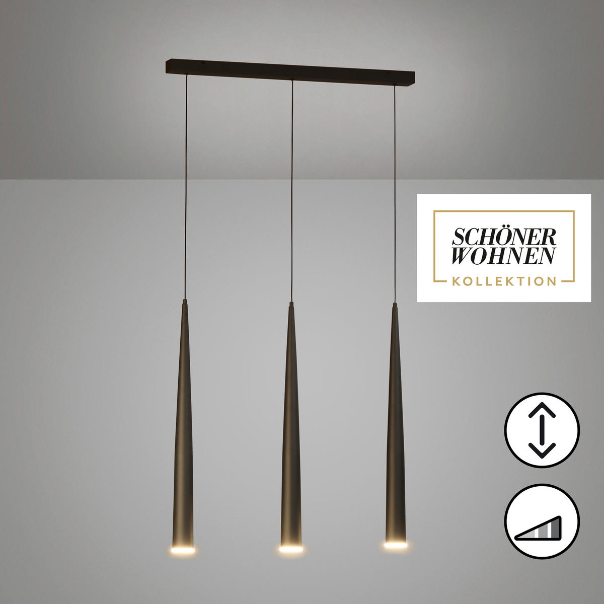 PENDELLEUCHTE Cone 76/6/160 cm  - Sandfarben/Schwarz, Design, Textil/Metall (76/6/160cm) - Schöner Wohnen