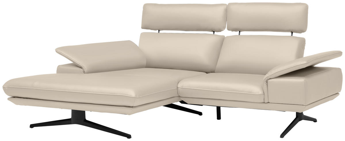 ECKSOFA in Echtleder Ecru  150/242 cm  - Ecru/Beige, Design, Leder/Metall (150/242cm) - Koinor