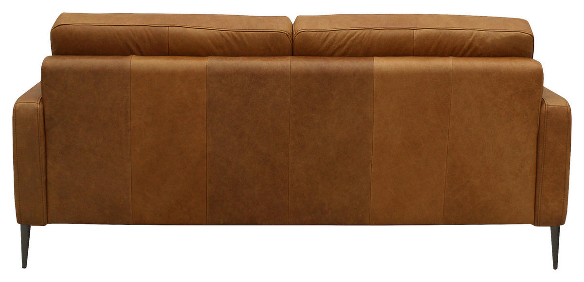 2-SITZER-SOFA in Echtleder Cognac  - Cognac/Schwarzchrom, Design, Leder/Metall (157/85/92cm) - Livetastic
