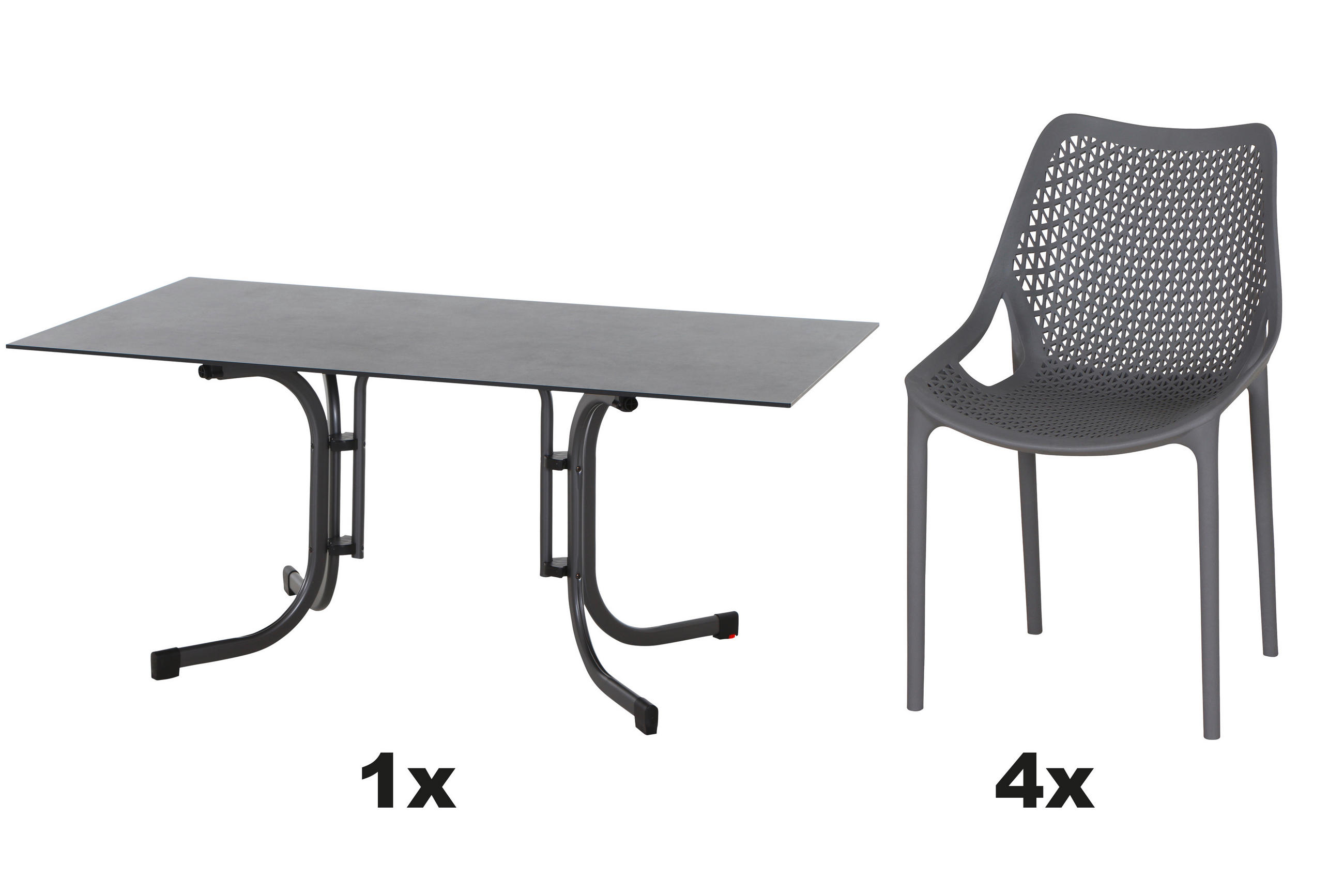GARTENGARNITUR 5-teilig Stahl  - Grau, Basics, Kunststoff/Metall (90/81/160cm) - Siena Garden