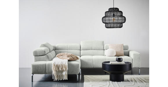 ECKSOFA  in Flachgewebe Hellgrau  224/282 cm  - Chromfarben/Hellgrau, KONVENTIONELL, Textil/Metall (224/282cm) - Hom`in