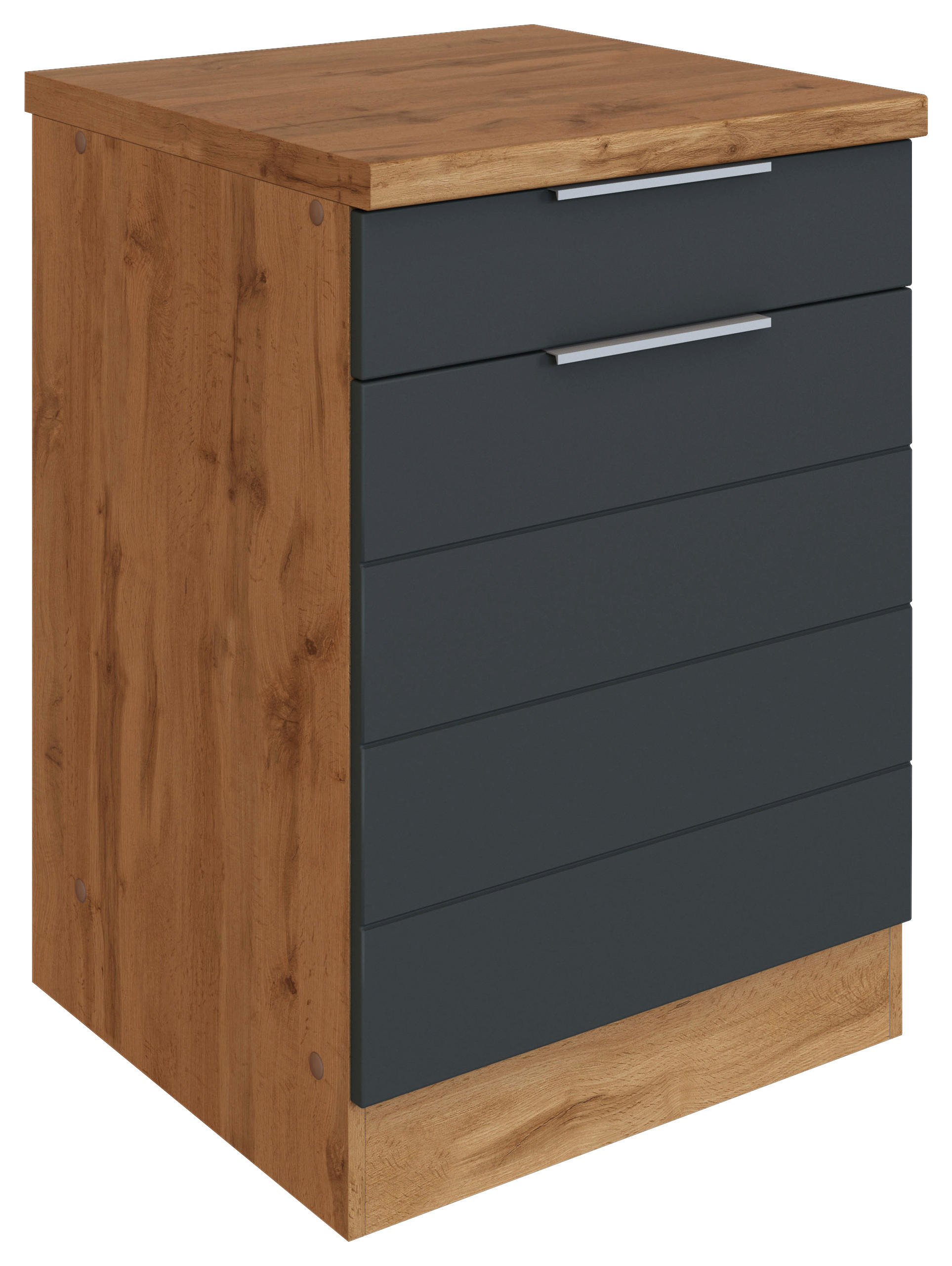 KÜCHENUNTERSCHRANK 60/86/60 cm  Grau, Eiche Wotan  - Eiche Wotan/Grau, Design, Holzwerkstoff/Metall (60/86/60cm) - Held