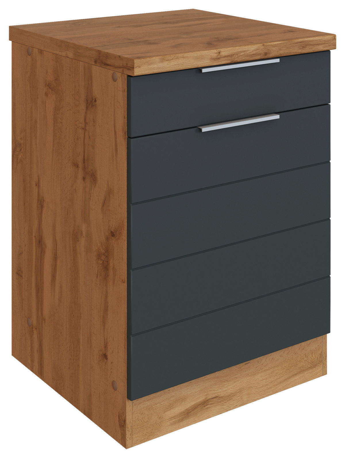 KÜCHENUNTERSCHRANK 60/86/60 cm  in Grau, Eiche Wotan  - Eiche Wotan/Grau, Design, Holzwerkstoff/Metall (60/86/60cm) - Held