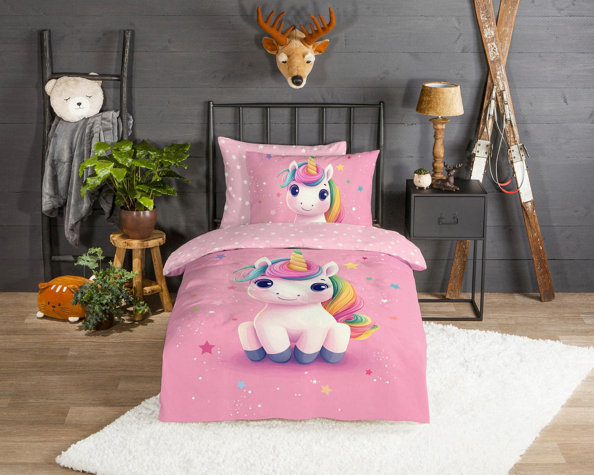 WENDEBETTWÄSCHE 2-teilig Good Morning Flanell 140/200 cm  - Multicolor/Rosa, Basics, Textil (140/200cm)
