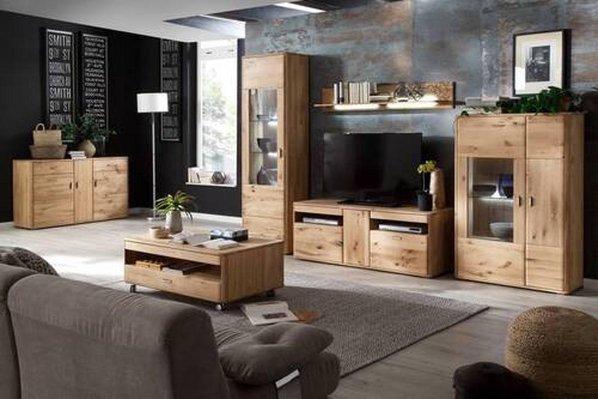 ÉLÉMENT TV  in 156/58/50 cm  - Eichefarben, Design, Holz/Metall (156/58/50cm) - Livetastic