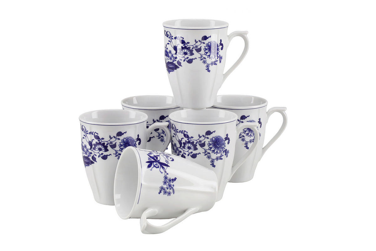 TASSENSET Flora Zwiebelmuster 6-teilig  - Blau/Weiss, Basics, Keramik (300ml) - Creatable