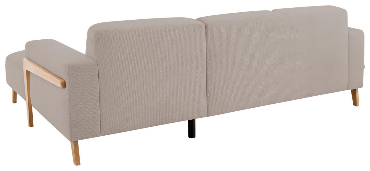 ECKSOFA in Struktur Beige  - Eichefarben/Beige, Design, Holz/Textil (250/163cm) - Stylife