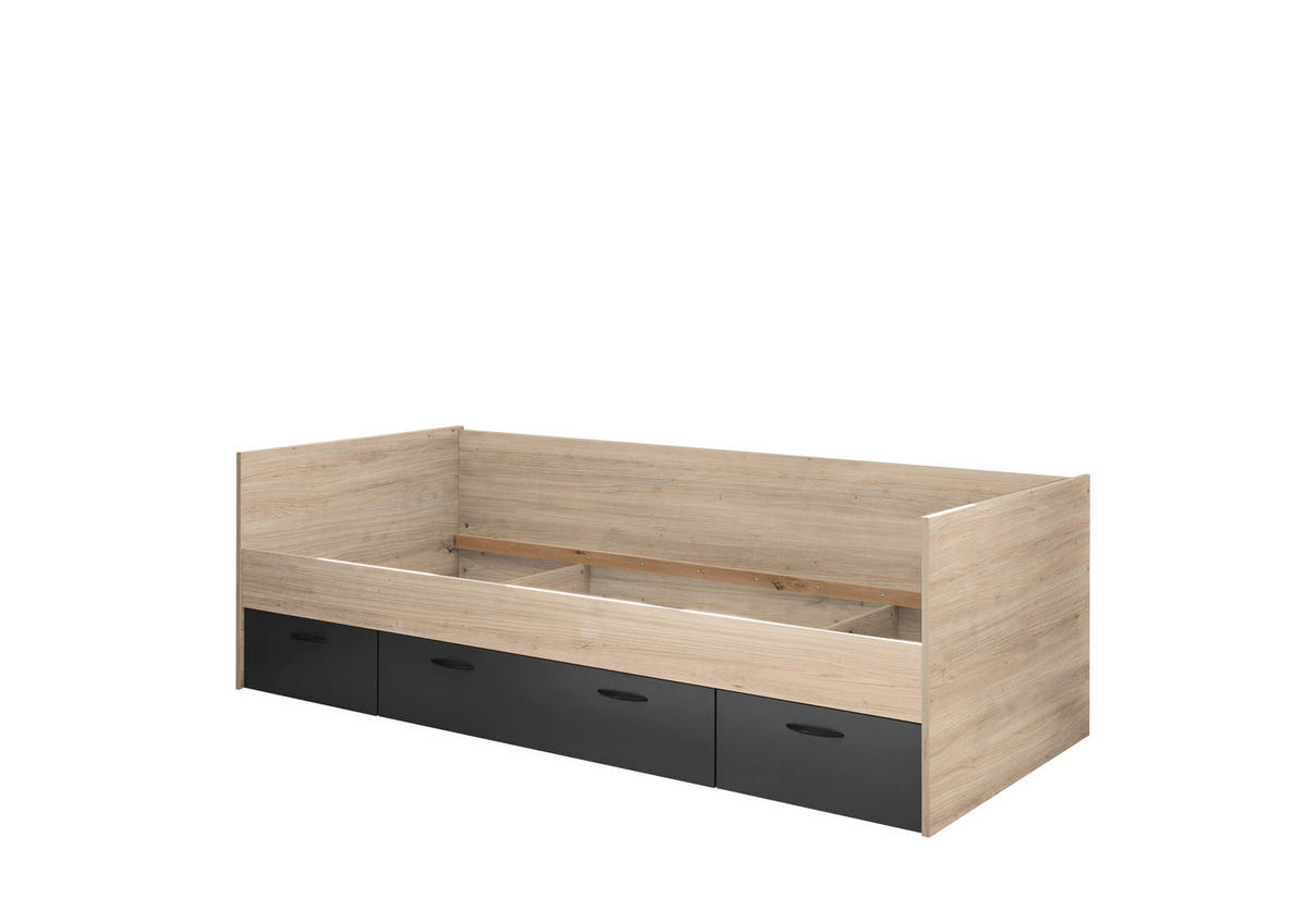 KREVET    204/65/95 cm  grafitno siva, boja hrasta  - boja hrasta/grafitno siva, Konvencionalno, pločasti materijal (204/65/95cm) - Hom`in