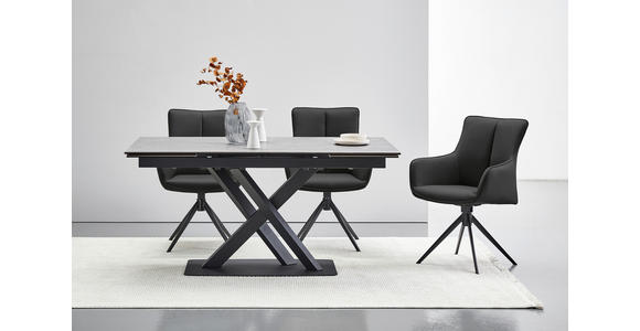 ARMLEHNSTUHL  Sitzfläche 360° drehbar, inklusive Armlehnen  Echtleder  - Schwarz, Design, Leder/Metall (64/87/60cm) - Novel