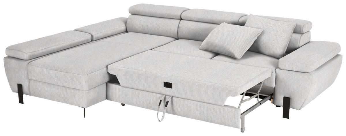 HÖRNSOFFA i vävt tyg ljusgrå  - ljusgrå/svart, Modern, metall/textil (189/90/277cm) - MID.YOU