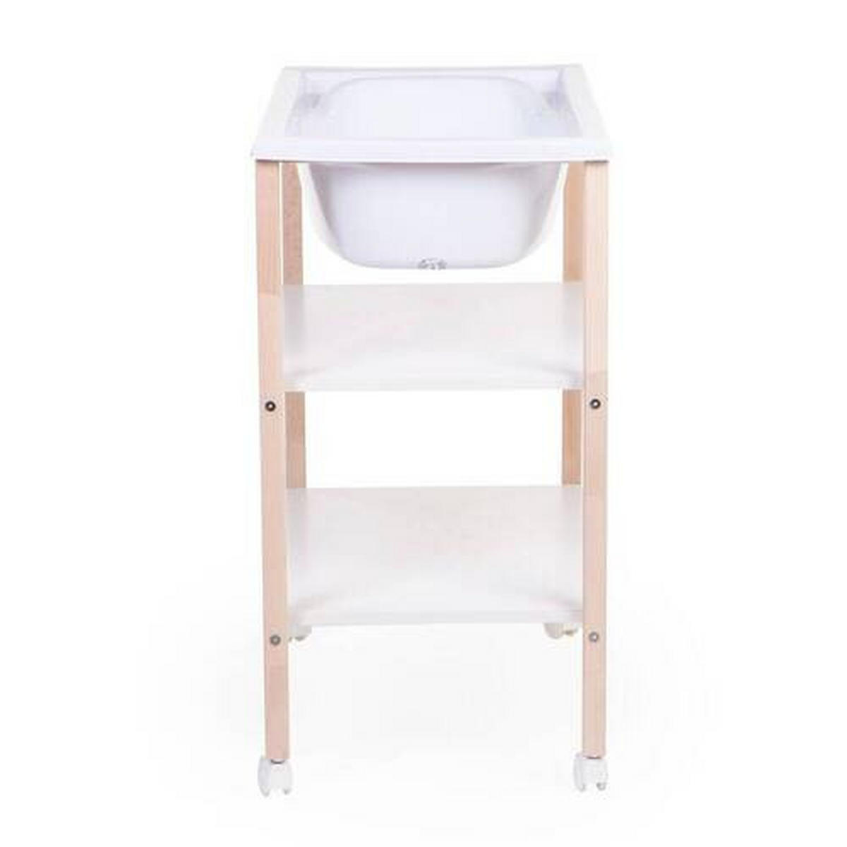 WICKELTISCH 2in1 Set Wickeltisch + Badewanne Weiß, Buchefarben  - Buchefarben/Weiß, KONVENTIONELL, Holzwerkstoff/Kunststoff (91,5/53,5/106,5cm) - Childhome
