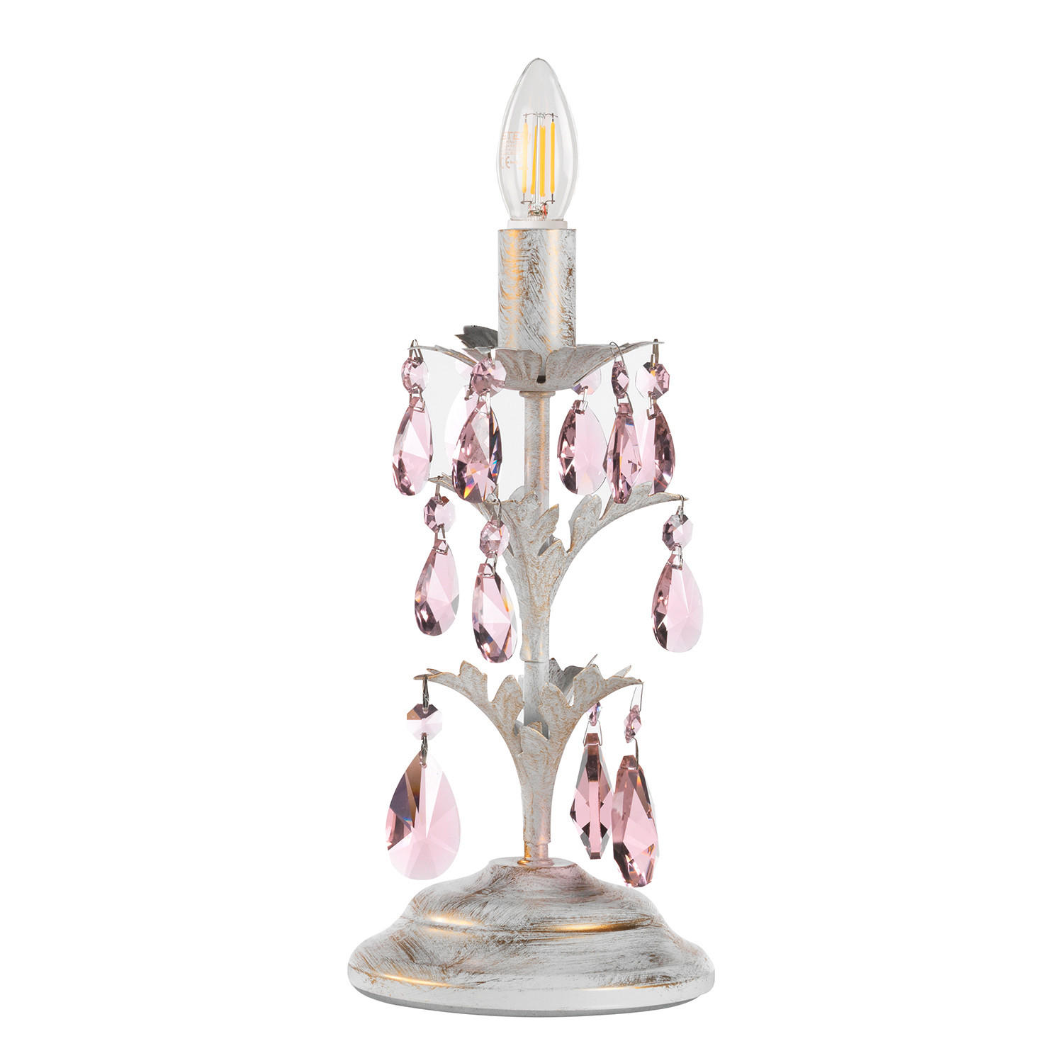TISCHLEUCHTE 14/30 cm   - Weiß, KONVENTIONELL, Glas/Metall (14/30cm)