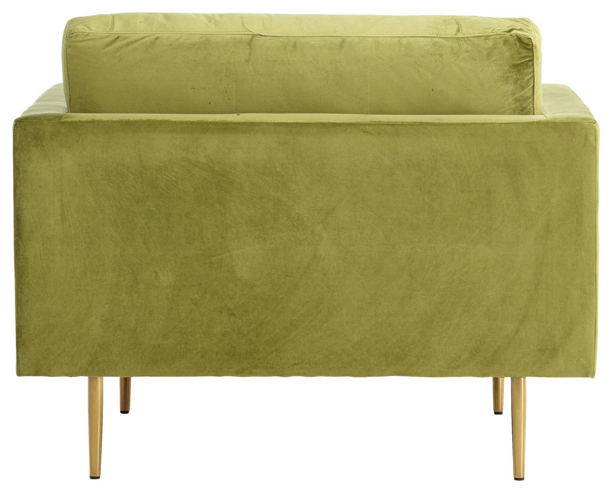 SESSEL in Velours Grün, Goldfarben  - Goldfarben/Grün, Design, Textil/Metall (110/84/86cm) - Livetastic