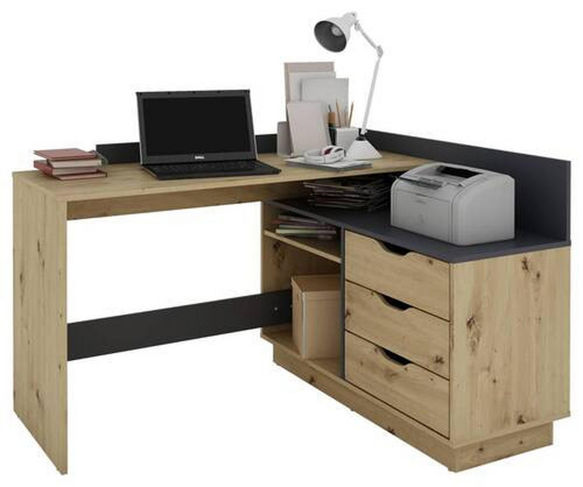 ECKSCHREIBTISCH 129/105/84 cm  in Anthrazit, Eiche Artisan  - Anthrazit/Eiche Artisan, LIFESTYLE, Holzwerkstoff (129/105/84cm) - MID.YOU