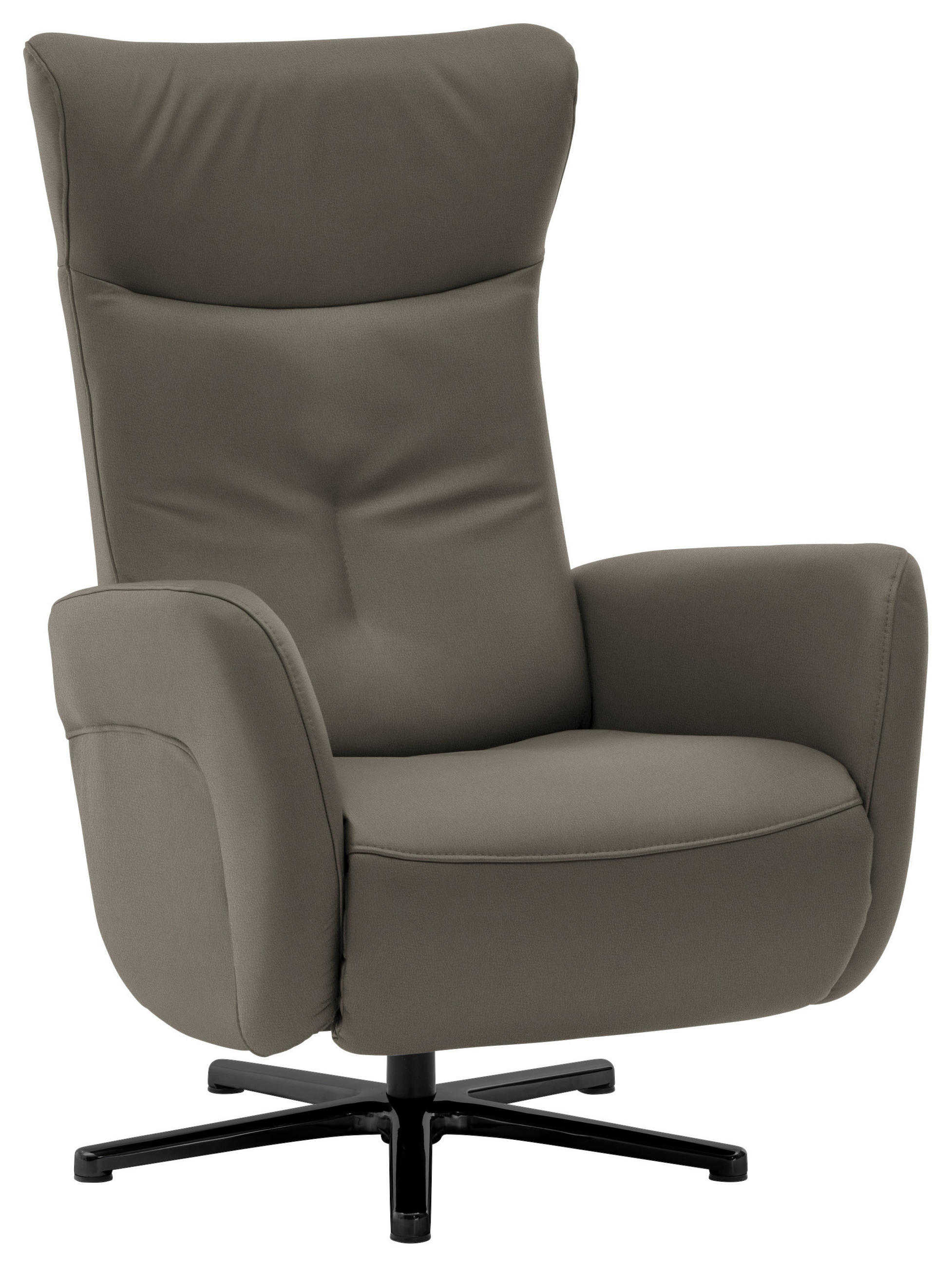 RELAXSESSEL in Leder Graubraun  - Graubraun/Schwarz, Design, Leder/Metall (76/112/83cm) - Beldomo Speed