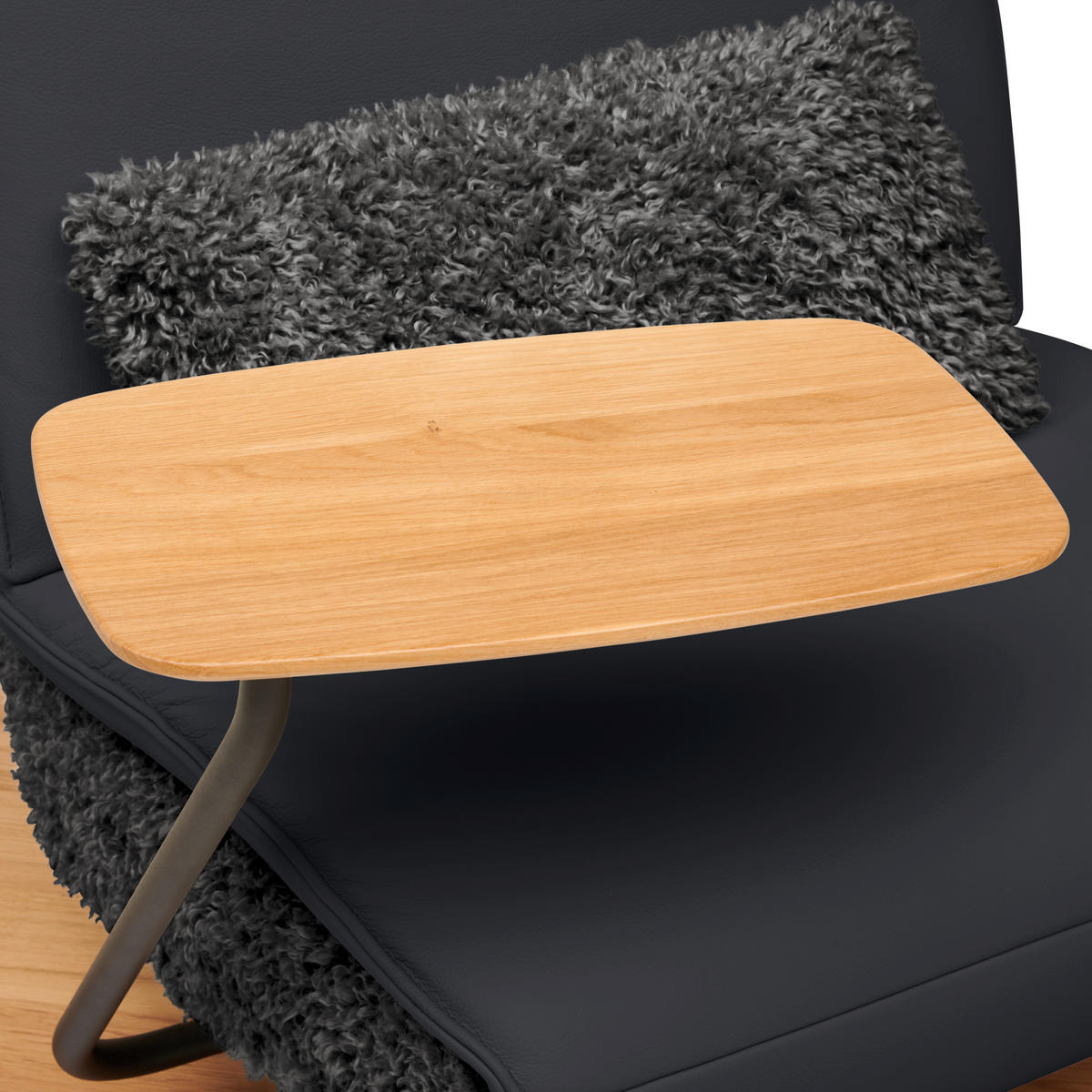 2-SITZER-SOFA Hochflor Echtleder Anthrazit, Schwarz  - Anthrazit/Schwarz, Design, Leder/Holz (240/65/104cm) - Koinor