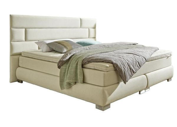 BOXSPRINGBETT 180/200 cm  in Beige  - Edelstahlfarben/Beige, Design, Textil (180/200cm) - Welnova