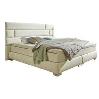 BOXSPRINGBETT 180/200 cm  in Beige  - Edelstahlfarben/Beige, Design, Textil (180/200cm) - Welnova