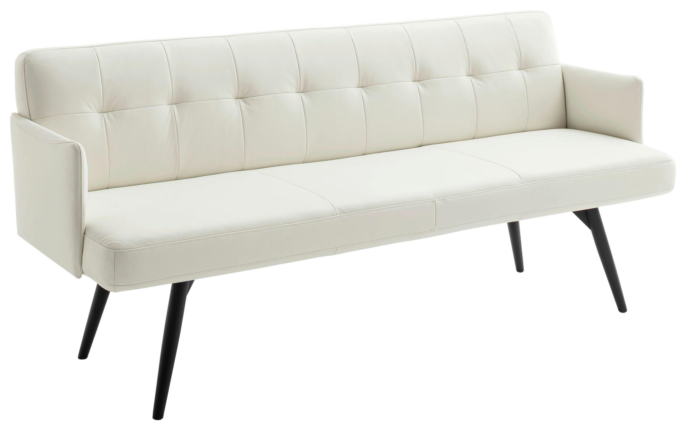 SITZBANK 207/85/69 cm Lederlook Weiß Metall  - Schwarz/Weiß, Design, Textil/Metall (207/85/69cm) - Johann Jakob