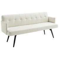 SITZBANK 207/85/69 cm Lederlook Weiß Metall  - Schwarz/Weiß, Design, Textil/Metall (207/85/69cm) - Johann Jakob