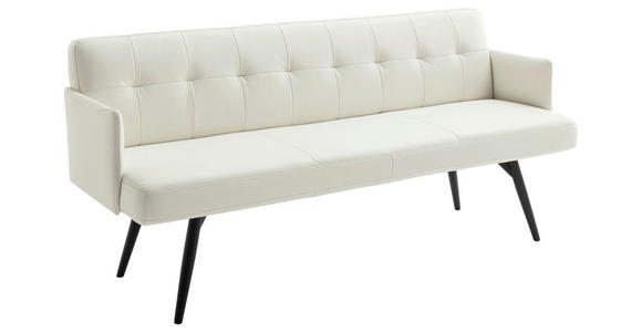 SITZBANK 207/85/69 cm Lederlook Weiß Metall  - Schwarz/Weiß, Design, Textil/Metall (207/85/69cm) - Johann Jakob