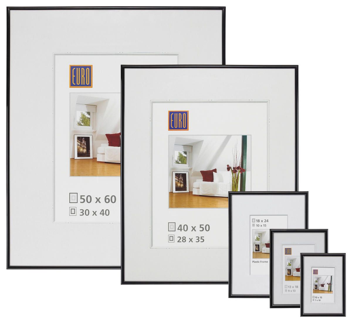BILDERRAHMEN - Schwarz, Basics, Glas/Kunststoff (11/16cm)