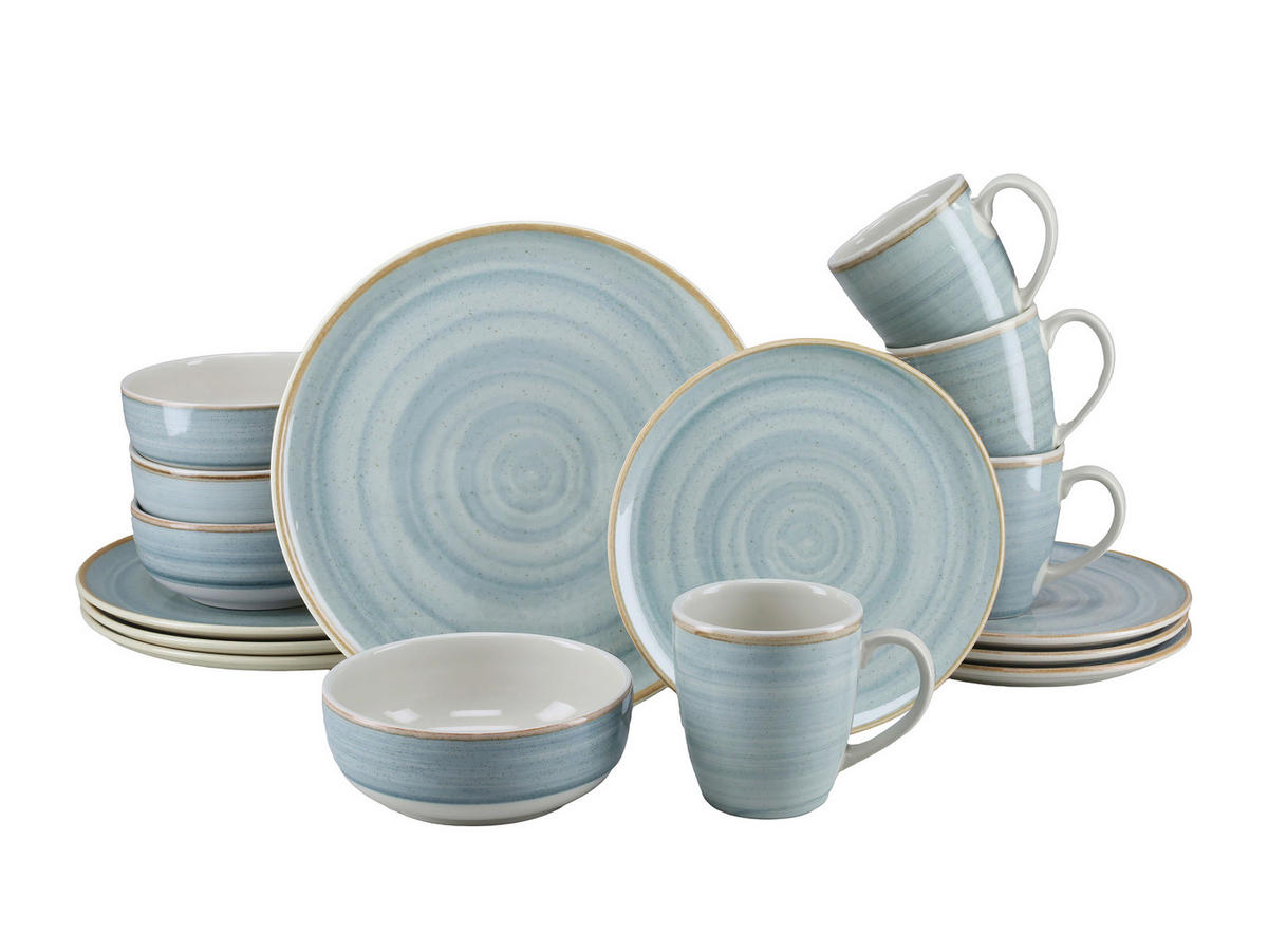 KOMBISERVICE Caoba 16-teilig  - Azurblau/Creme, Basics, Keramik - Creatable