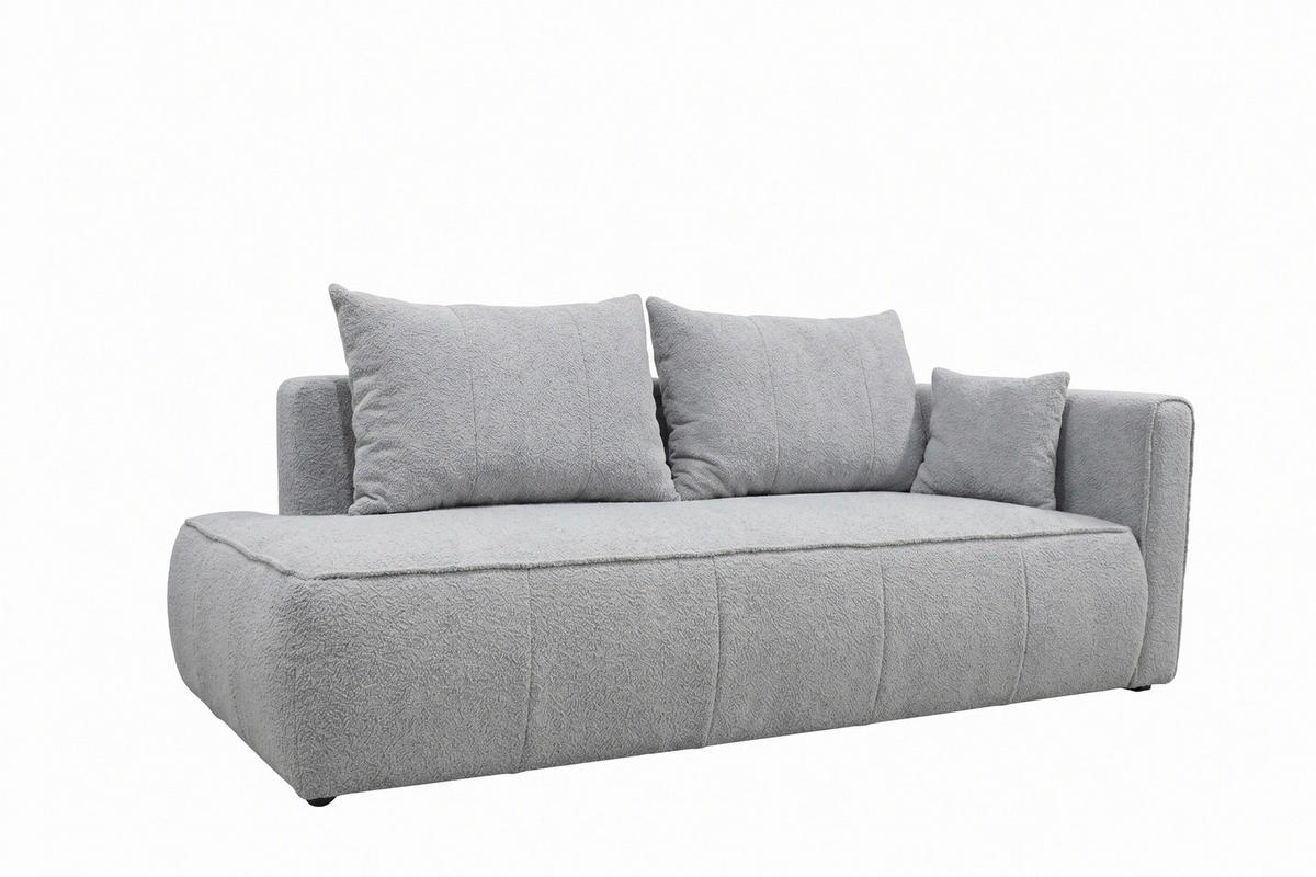 RÉCAMIERE HEVIA in Bouclé Hellgrau  inkl.  - Hellgrau/Schwarz, Design, Kunststoff/Textil (235/97/98cm) - MID.YOU