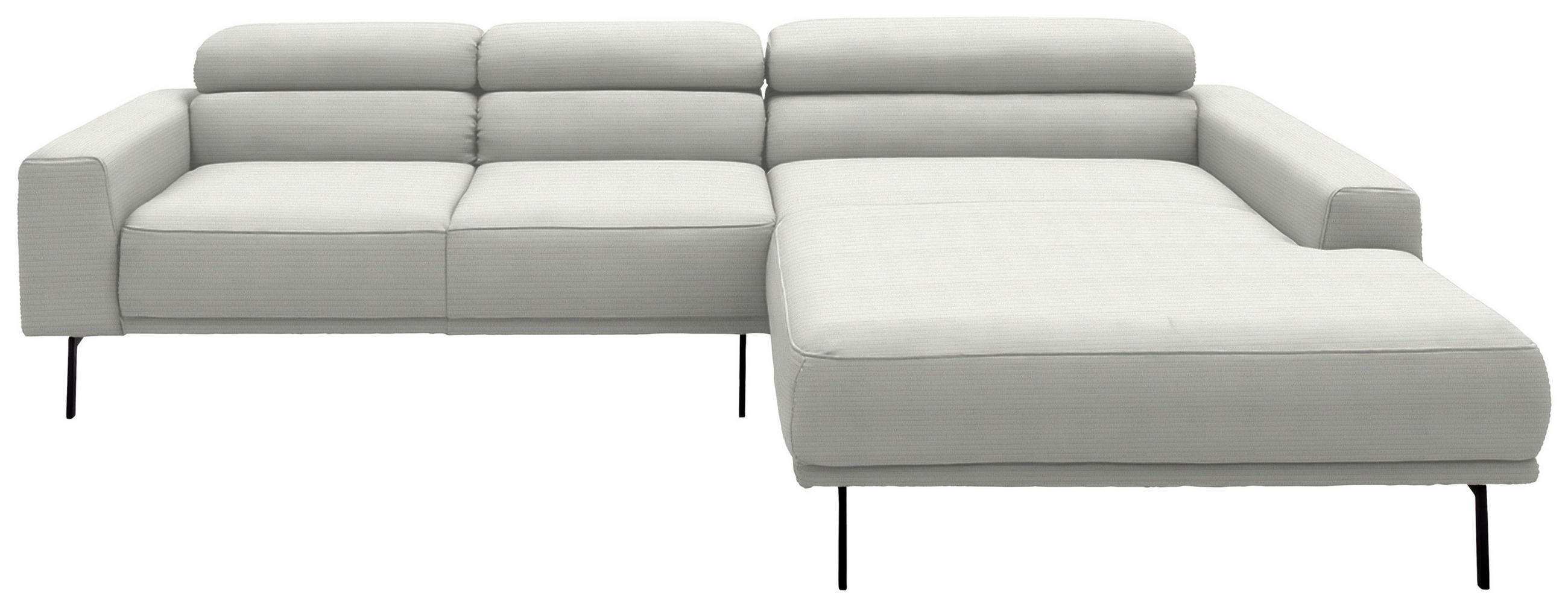 ECKSOFA Cord Grauweiss  - Schwarz/Grauweiss, Design, Textil/Metall (293/215-217cm) - Schöner Wohnen