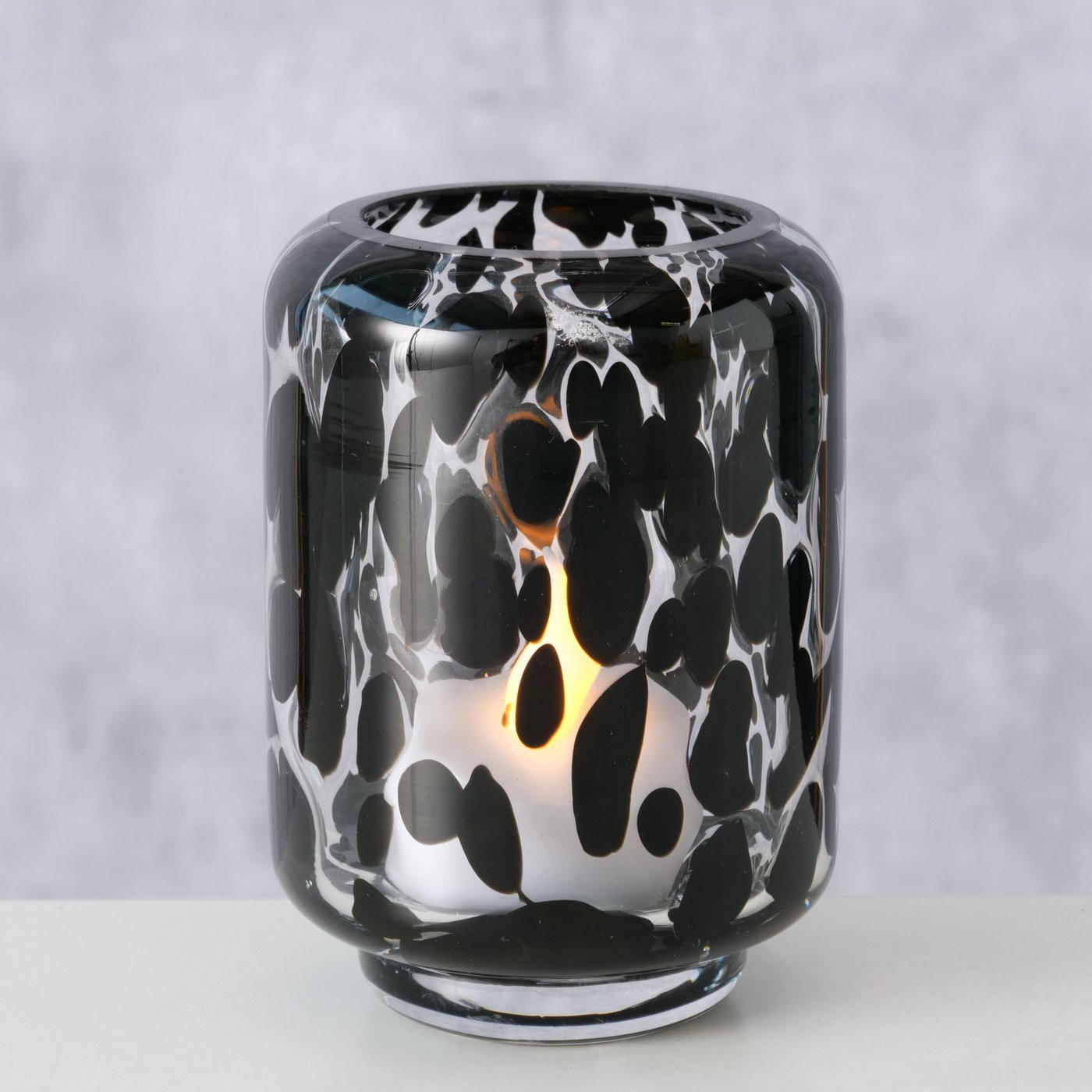 WINDLICHT - Schwarz Hochglanz, Design, Glas (7/7/10cm)
