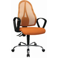 DREHSTUHL Netzbespannung, Webstoff Orange, Schwarz, Chromfarben  - Chromfarben/Schwarz, Basics, Kunststoff/Textil (48/103-111/48cm) - Topstar