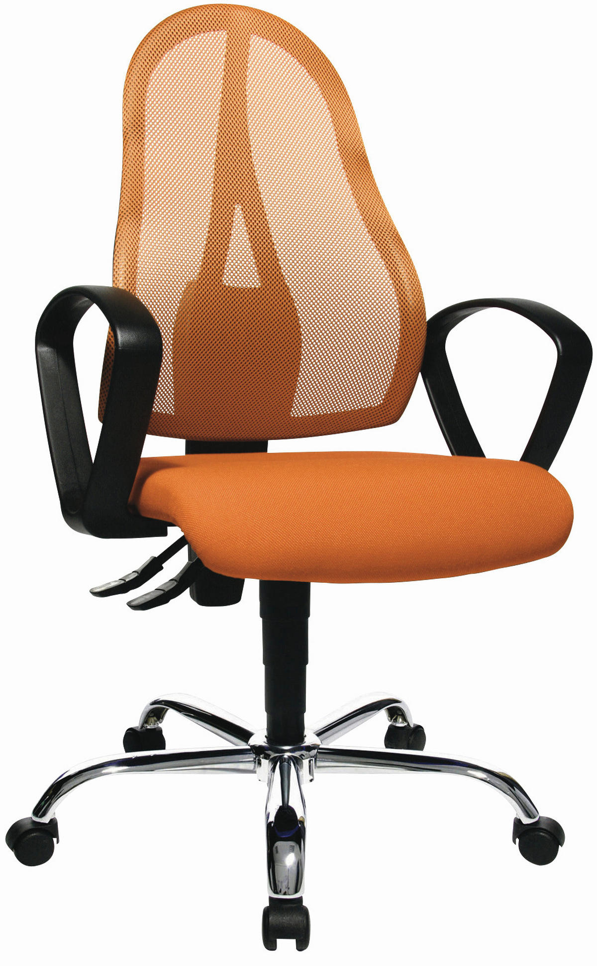 DREHSTUHL Netzbespannung, Webstoff Orange, Schwarz, Chromfarben  - Chromfarben/Schwarz, Basics, Kunststoff/Textil (48/103-111/48cm) - Topstar