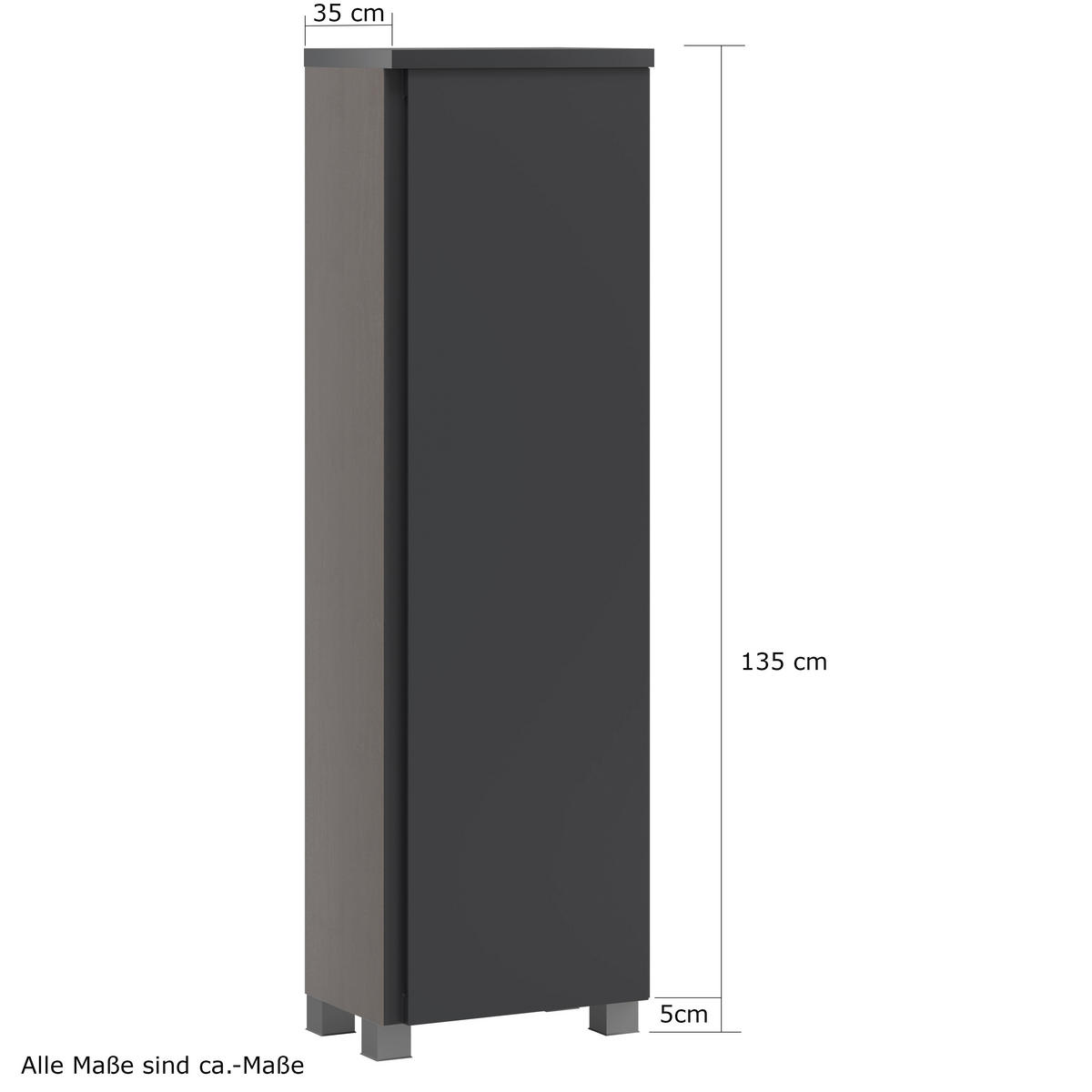 MIDISCHRANK 40/130/35 cm  - Silberfarben/Graphitfarben, Modern, Holzwerkstoff/Kunststoff (40/130/35cm) - Held
