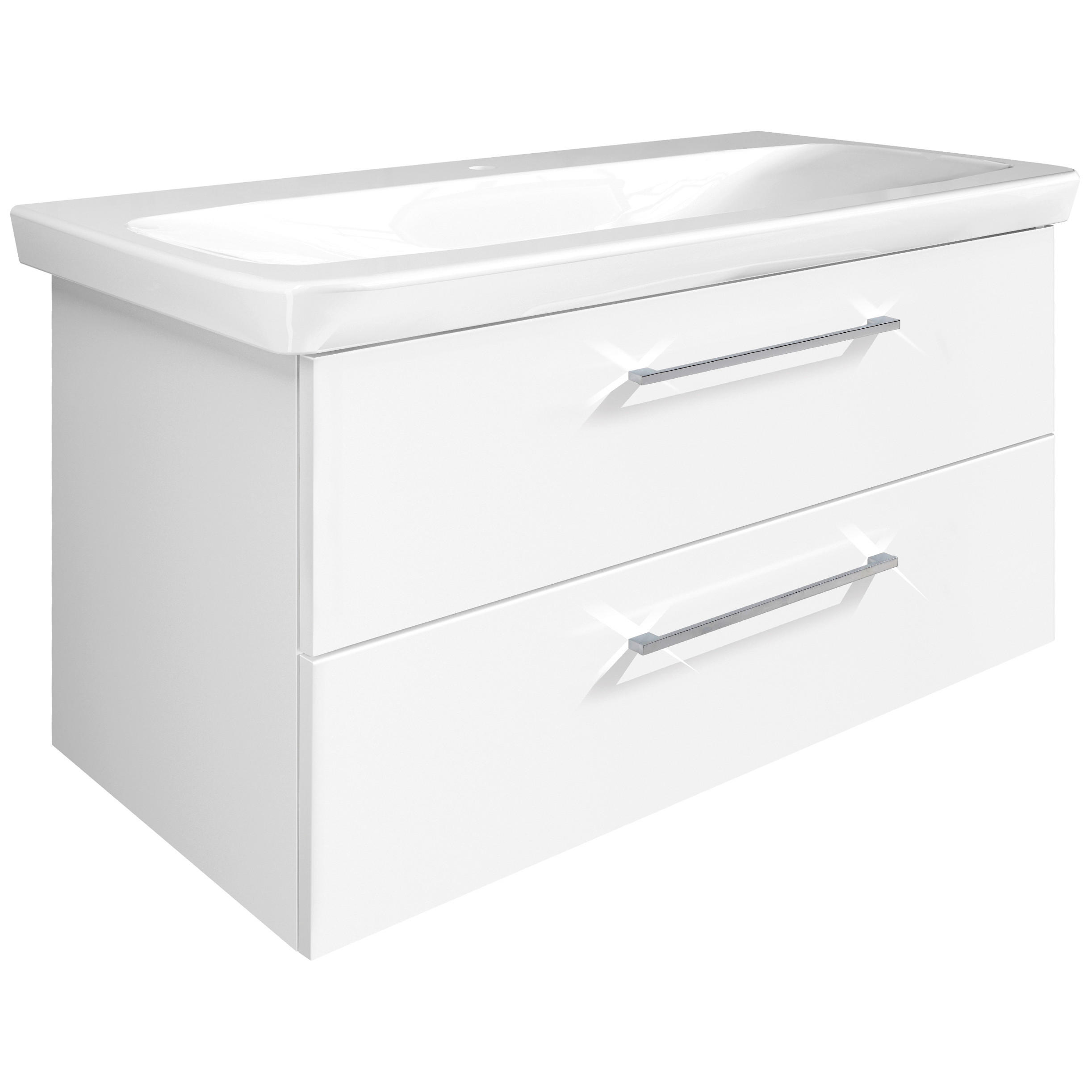 WASCHTISCHKOMBI 107,5 cm  - Chromfarben/Weiß Hochglanz, MODERN, Keramik/Holzwerkstoff (107,5cm) - Voleo