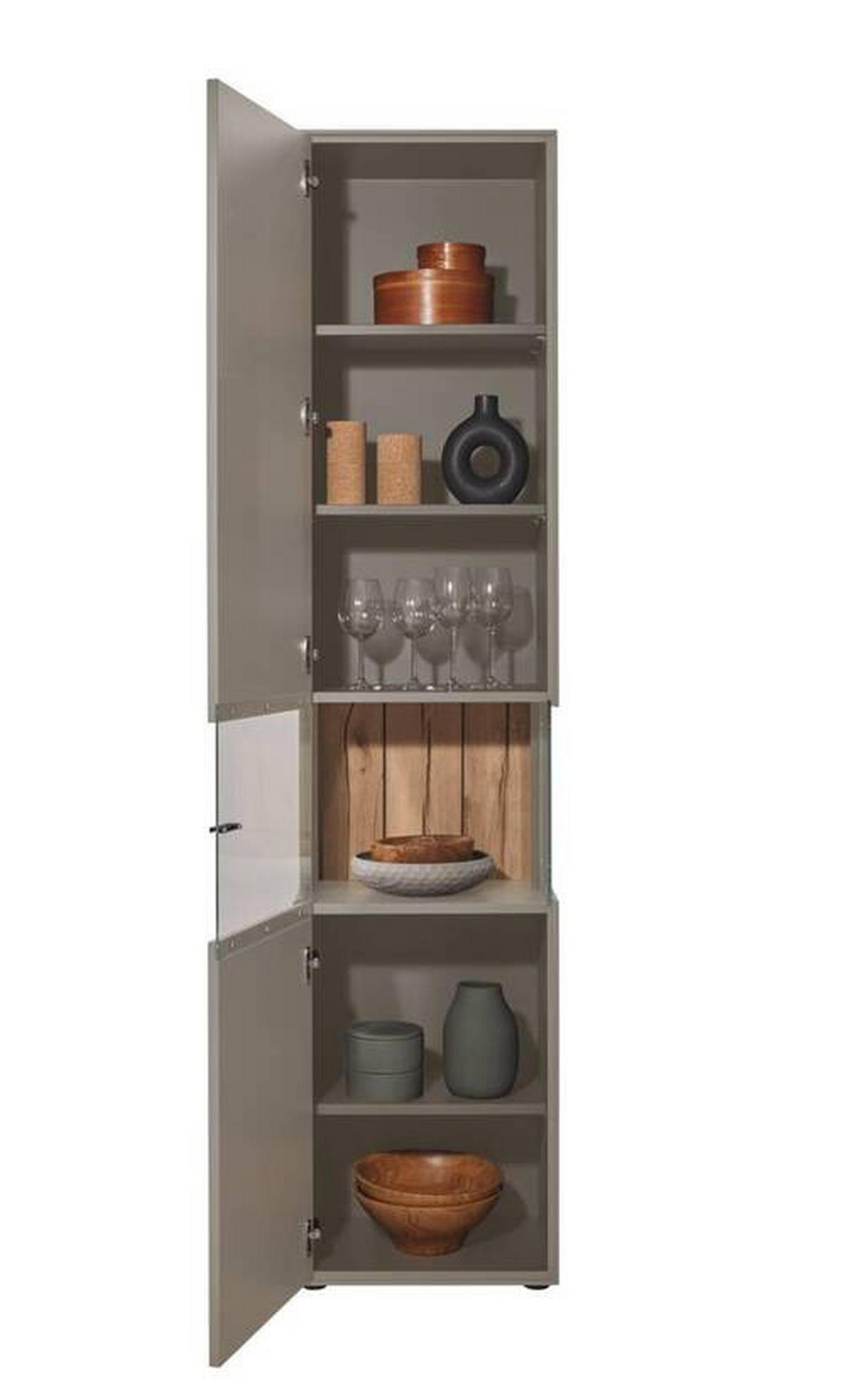 VITRINE Hellgrau  46,9/205,5/37,1 cm  - Hellgrau/Graphitfarben, Design, Glas/Holzwerkstoff (46,9/205,5/37,1cm) - Dieter Knoll