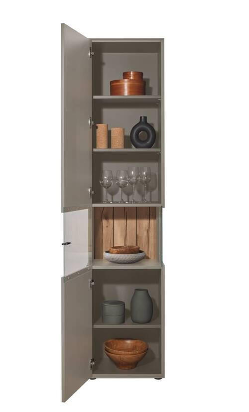 Thumbnail - Dieter Knoll Vitrine, Hellgrau, Holzwerkstoff, Glas, 5 Fächer, 46.9x205.5x37.1 cm, Typenauswahl, Beimöbel erhältlich, in...