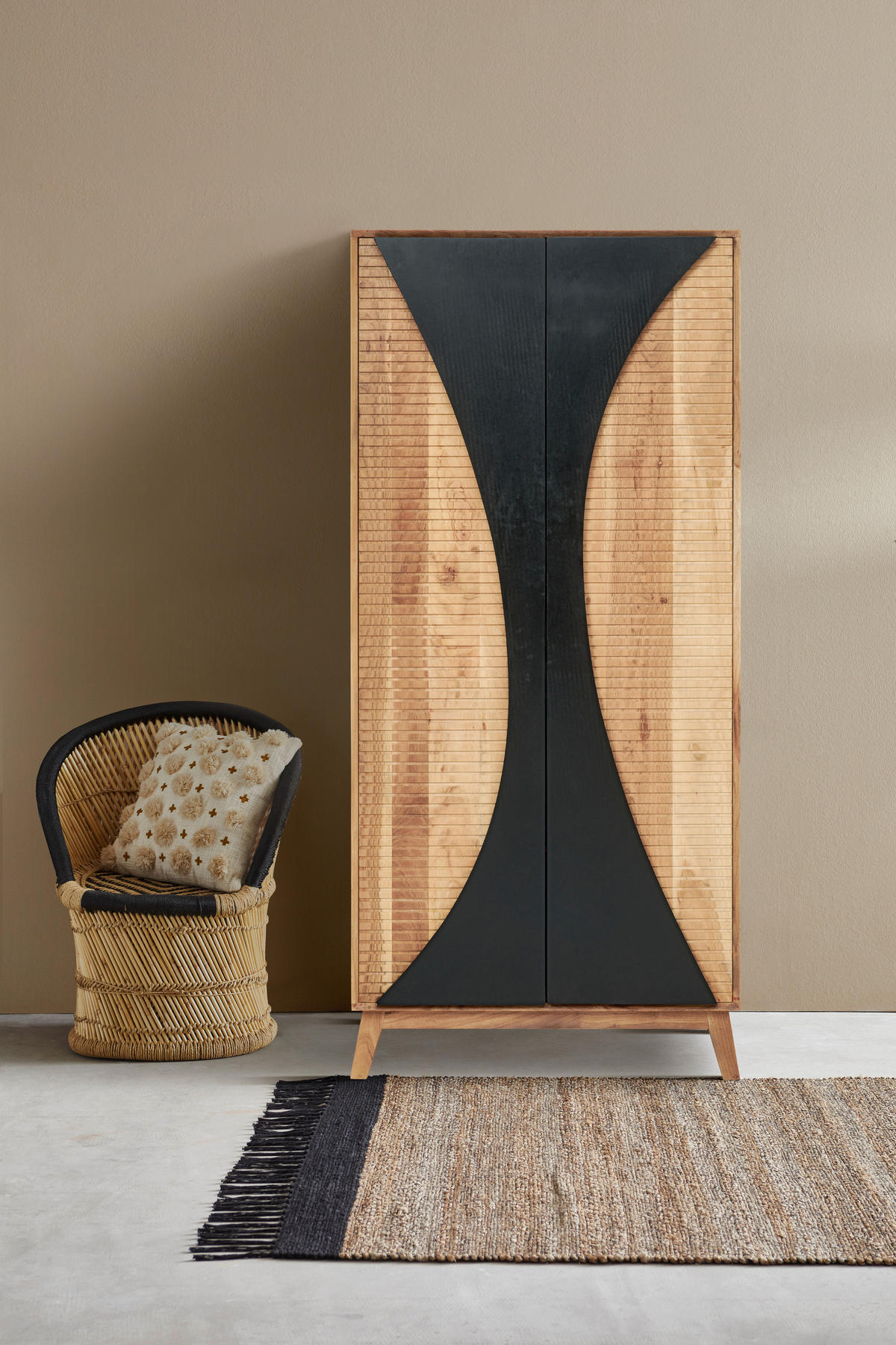 HIGHBOARD 80/185/42 cm  - Schwarz/Akaziefarben, Trend, Holz (80/185/42cm) - Landscape