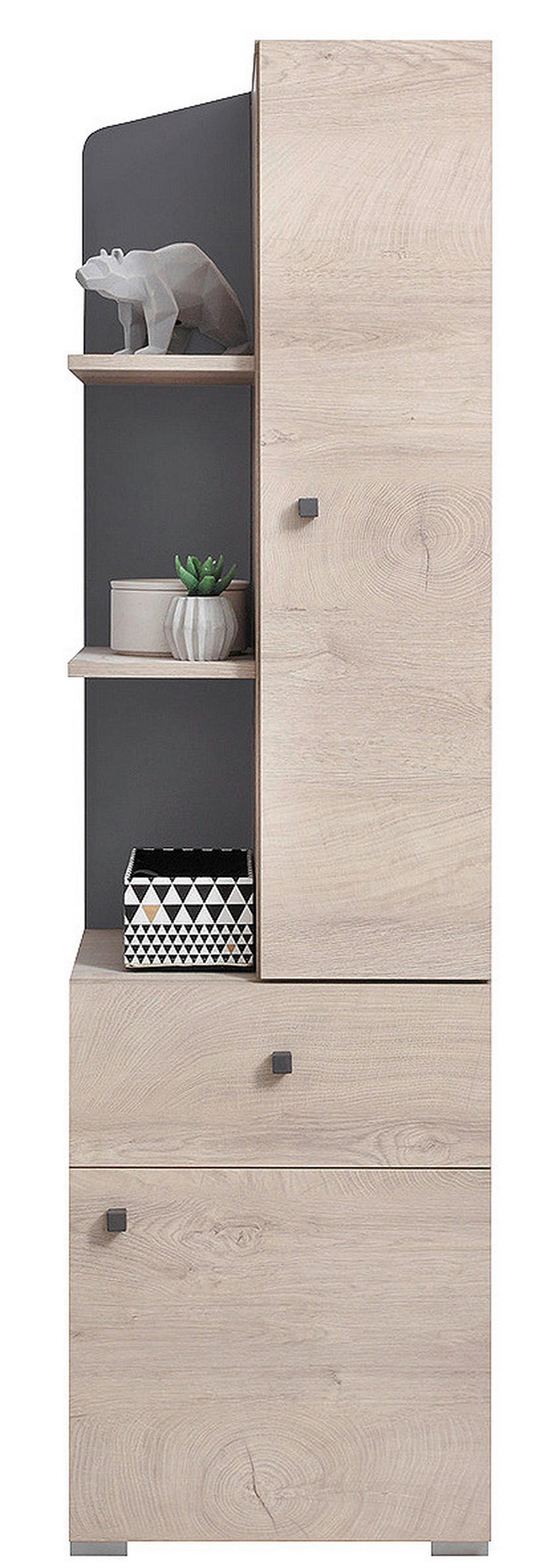 SKŘÍŇ, antracitová, barvy dubu, 45/160/40 cm - barvy dubu/antracitová, Design, kompozitní dřevo (45/160/40cm) - Cantus